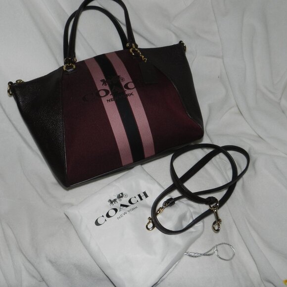 Coach Horse & Carriage Jacquard Prairie Oxblood/Gold Crossbody/Satchel📦🏃🏻⚡🚚 - Picture 1 of 15